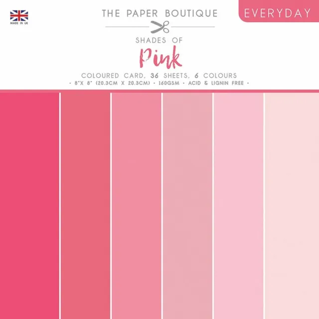 The Paper Boutique Everyday Coloured Card Paper Scrapbooking Card Making - PINK
