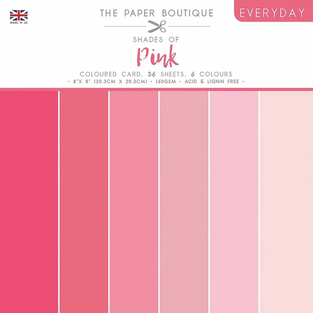 The Paper Boutique Everyday Coloured Card Paper Scrapbooking Card Making - PINK