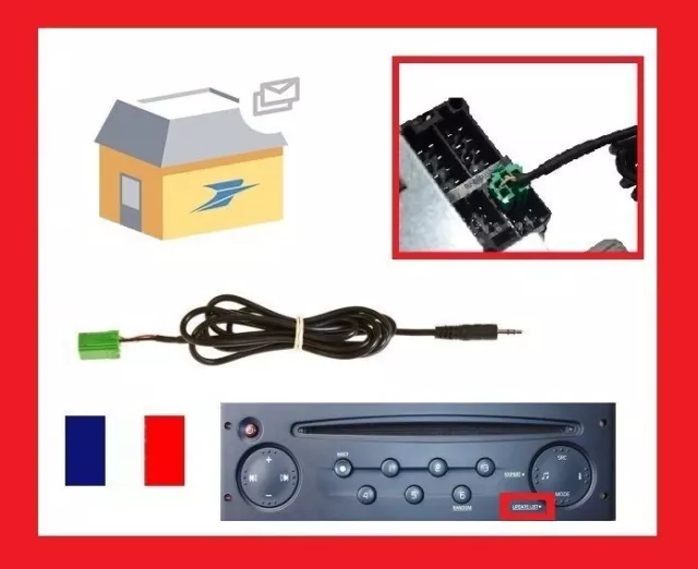 3.5mm Jack Aux Adaptateur Entrée Auxiliaire Câble pr Renault Clio MP3 iPod noir