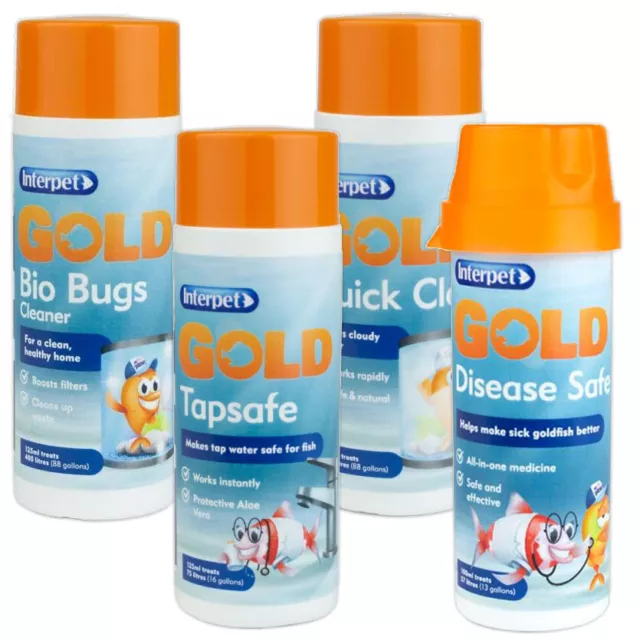 INTERPET GOLD TREATMENTS Tap Fish Disease Safe Healthy Aquarium Fish