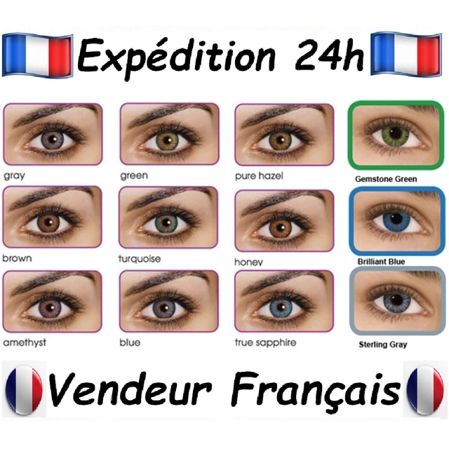 Lentille de couleur sans correction +1 étui / Couleur au choix / Expédition 24H