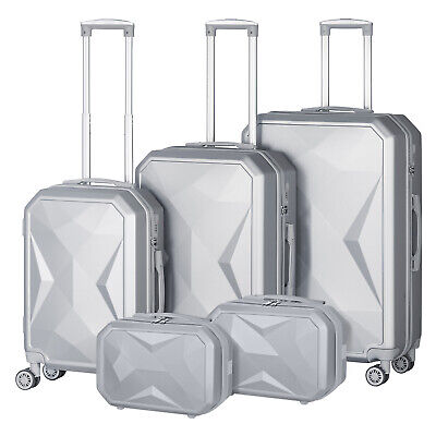 Trolley Case 5-Piece Suitcase Hardside Lightweight Spinner Luggage Bag Set w/TSA