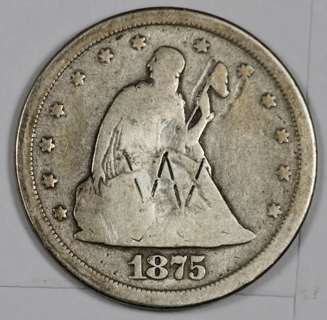 1875-s Twenty Cent Piece.  Circulated.  187083