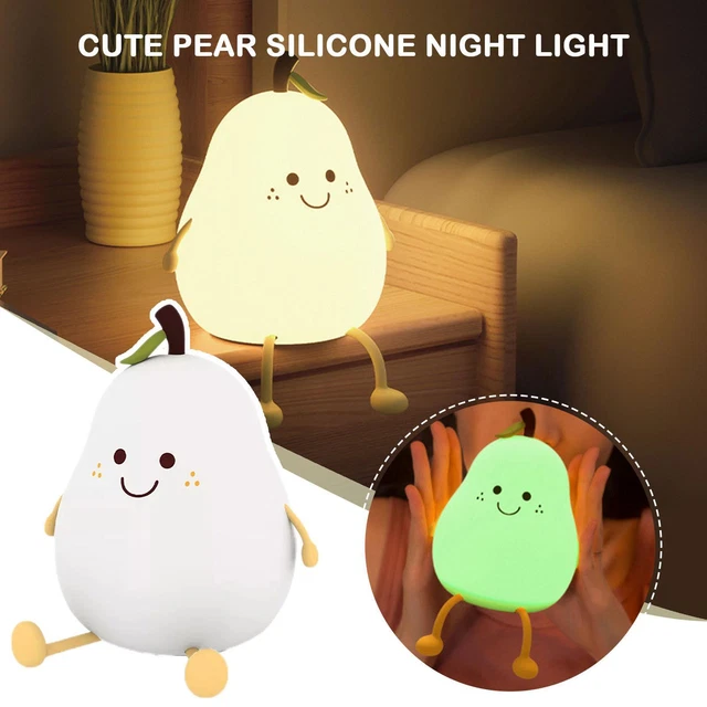 PEAR-SHAPED SILICONE NIGHT Light with 7 Color Changing Lights For Bed ...