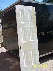 c1860 pine 6 raised panel door w/casing 89.5 x 28"