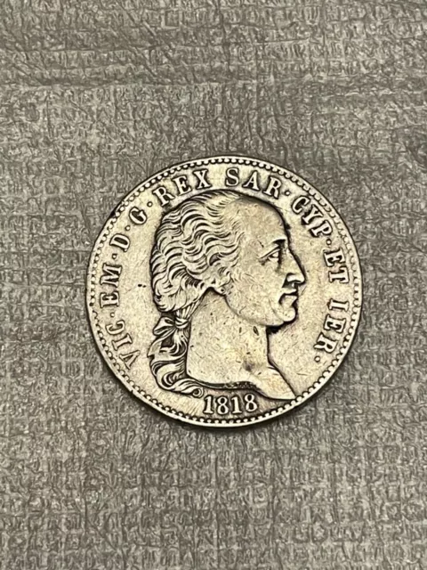 Monnaie Sardaigne / Italia 5 Lire Vittorio Emanuele I /1818 argent