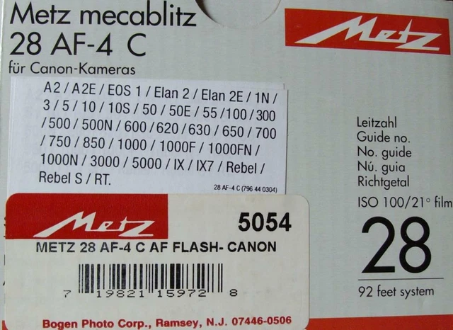 Metz Mecablitz 28AF-4C Flash For Canon EOS series (not digital).New Old Stock 8