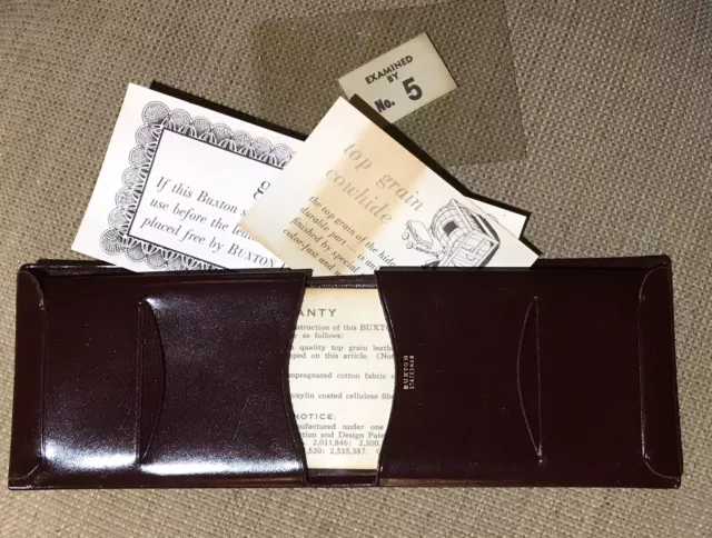 Vtg Buxton Statesman Leather Bifold Wallet MINT Paperwork Red Brown