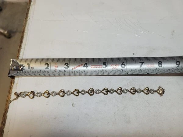 vintage 925 silver heart themed bracelet / r3 d14