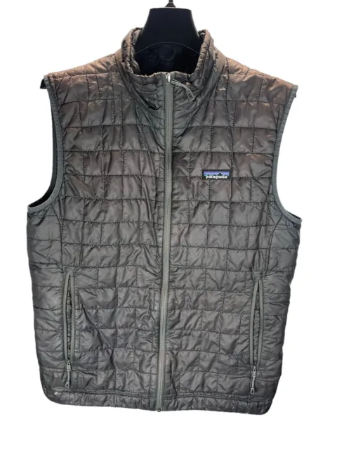 Patagonia Men's Nano Puff Insulated Quilted Vest Size Medium Gray *HOLES*