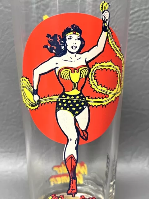 Unused Vintage 1976 Wonder Woman Pepsi Glass DC Comics Super Series Two Sided