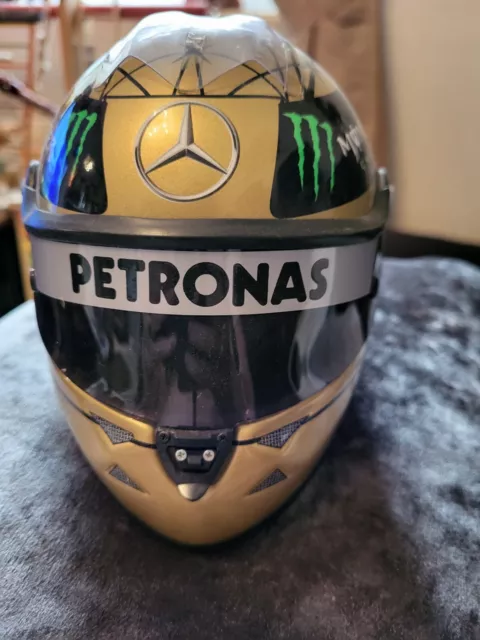 F1 1/2 Scale Replica Helmet Michael Schumacher Gold Colour No Box Mercedes