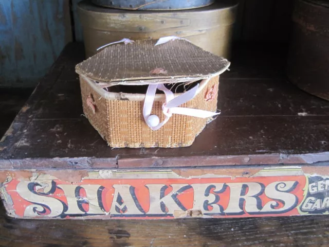 Authentic Old SHAKER Popularware  Box Pincushion Inside  Sabbathday Lake Maine