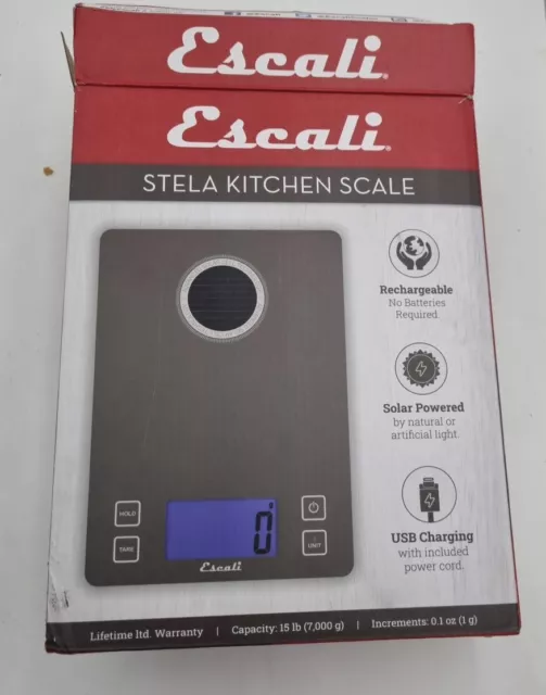 Escali Stela Usb/Solar Powered Kitchen Scale. Rechargeable