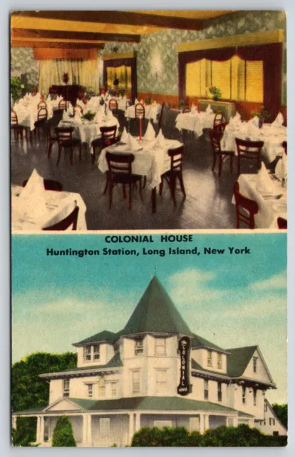 Postcard Colonial House Restaurant Huntington Station Long Island New York Linen