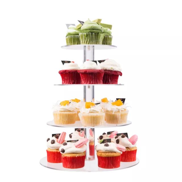 3/4/5/6/7Tier Acrylic Round Cupcake Stand Cake Plate Tree Birthday Wedding Party