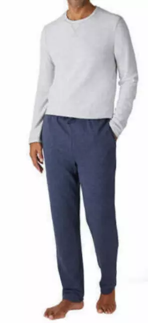 New Mens Eddie Bauer 2-Pack Lounge Set Thermal Shirt Fleece Pants Pajama Gray M