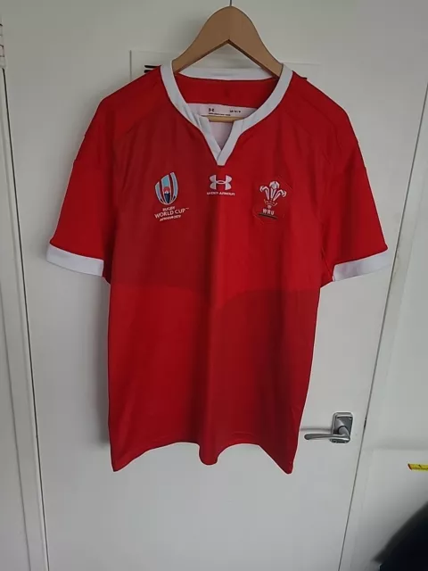 UNDER ARMOUR MEN'S RUGBY UNION WALES 2019/2020 HOME SHIRT JERSEY MAILLOT Large