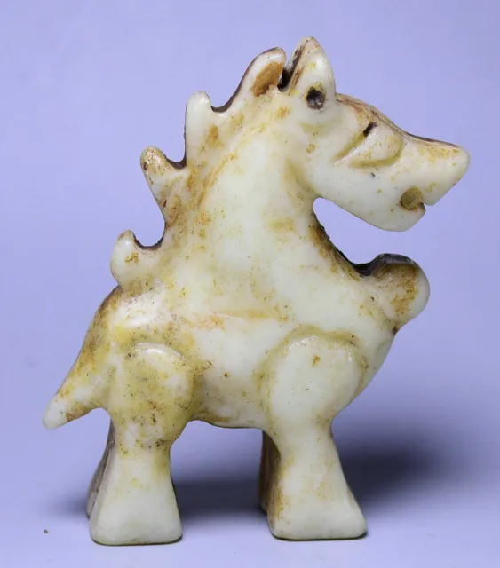 8CM China Hongshan Culture Old Natural Jade Carving Zodiac Year Horse Animal