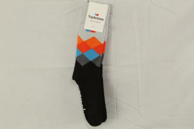 SOCK CLUB Men's One Size TripActions Mid-Calf Colorful Socks Color Black NWT