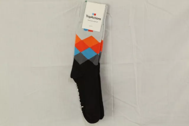 SOCK CLUB Men's One Size TripActions Mid-Calf Colorful Socks Color Black NWT