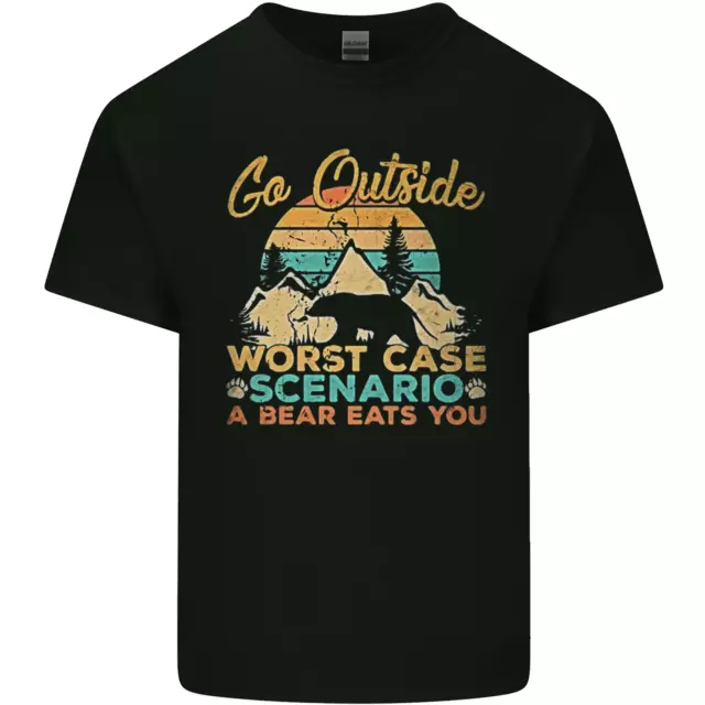 Go Outside Funny Camping Hiking Trekking Mens Cotton T-Shirt Tee Top