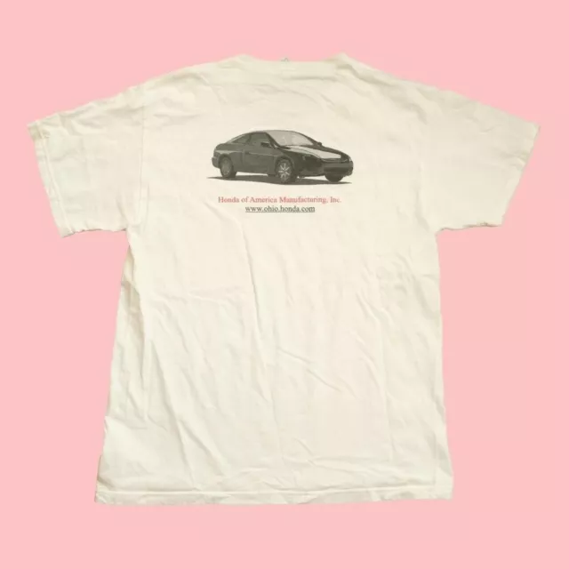 Honda Car T shirt Graphic Vintage White Crew Neck VTG 2000s Tee Size L