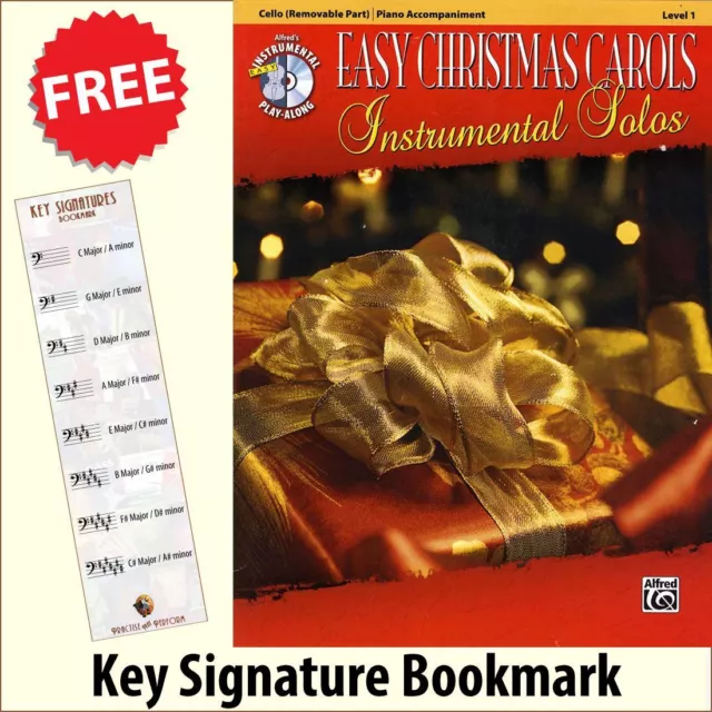 Easy Christmas Carols Cello Playalong Music Book/CD +FREE Key Signature Bookmark