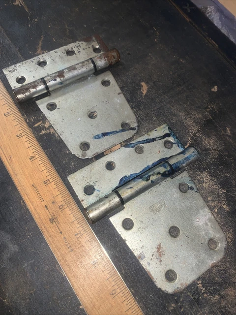 2 Vintage Stanley Lifespan Door Hinges Used Rusty Painted