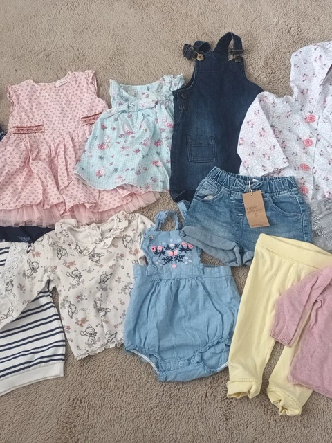 Next H&M Monsoon Disney Etc Baby Girls Bundle Age 9-12 Months 12 Items (Bba11)