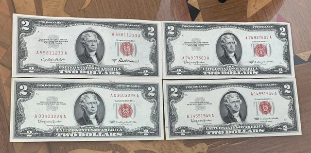 1953 C $2 Two Dollar Bill United States Red Seal Legal Tender Bank Note