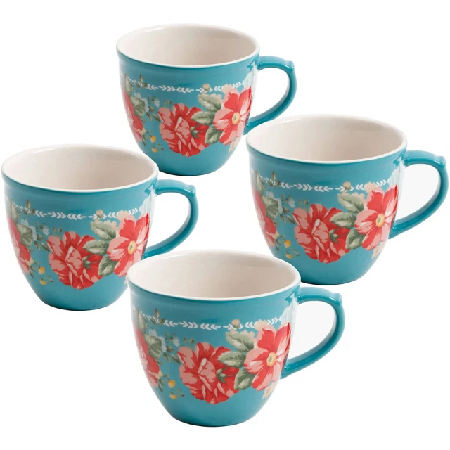The Pioneer Woman Vintage Floral 4-Piece Mug Set, 16 fl oz Free shipping NEW