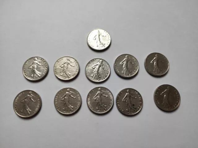 Lot de 12 pièces 1/2 (un demi) franc en nickel 2