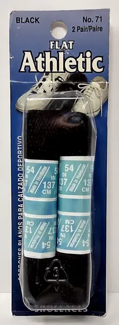 Athletic Flat Shoelaces 54 Inches Black 2 Pair Package 2004 Sealed