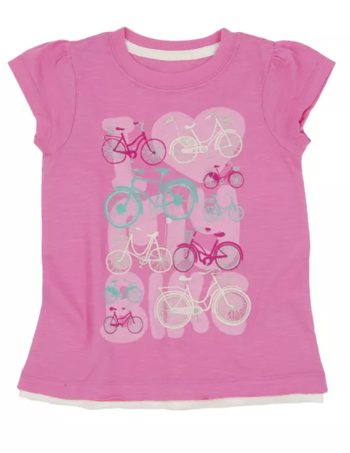 *BNWT* Hatley Girls Lots of Bikes Graphic T-Shirt Pink Pretty Fluted Sleeve Cute