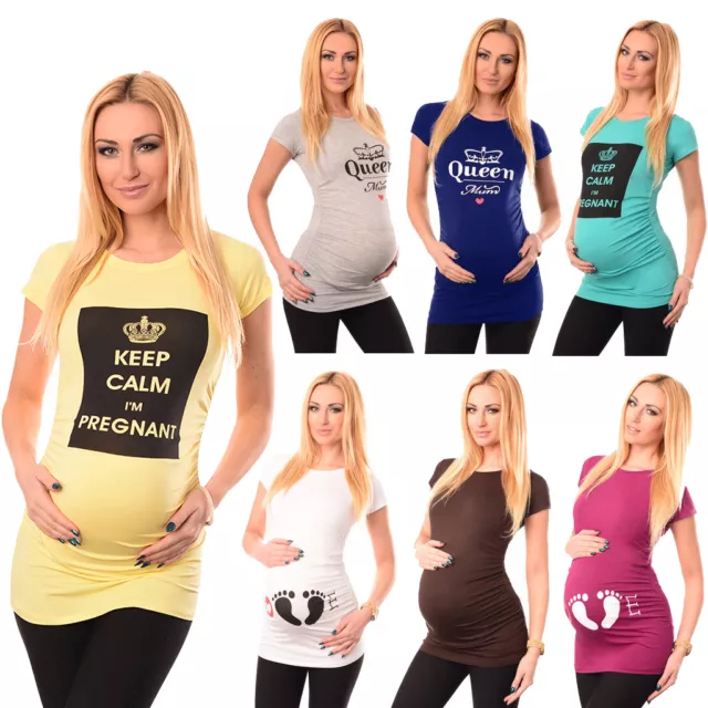 Nuevas Damas Impresas Prendas para el torso de Maternidad Camisetas Embarazo Diseños, Colores, Tallas