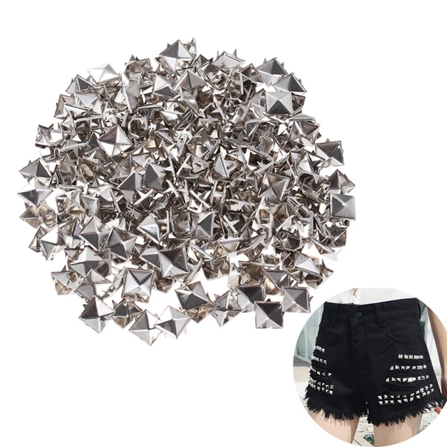 200 piezas Tachas de metal de remache cuadrado Picos Uñas para Hágalo usted mismo Zapatos Punk Cinturón Ropa Dec
