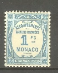 MONACO STAMP TIMBRE TAXE N° 27 " 1F BLEU CLAIR 1932 " NEUF xx SUP