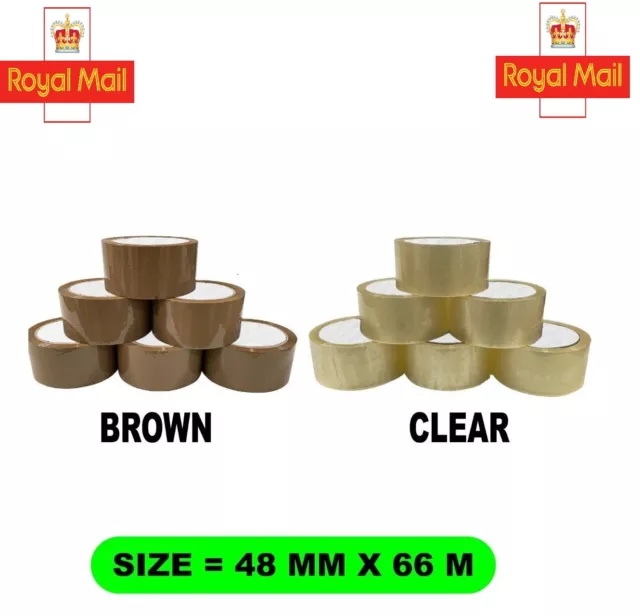 LONG LENGTH TAPE STRONG CLEAR / BROWN 48mm x 66M PACKING PARCEL TAPE