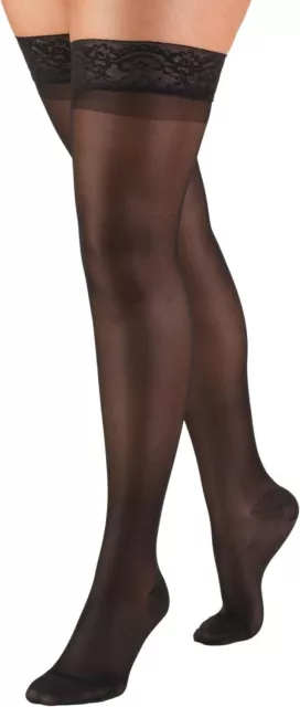 TRUFORM Lites Sheer Thigh High 15-20mmHg (Black) Large