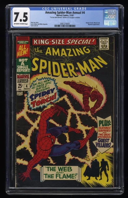 Amazing Spider-Man Annual #4 CGC VF- 7.5 Signed John Romita! Marvel 1967