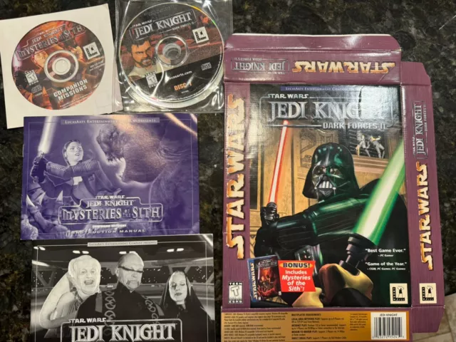 Star Wars Jedi Knight Dark Forces II (PC, 1997 Box, Manual, Mysteries Sith Game
