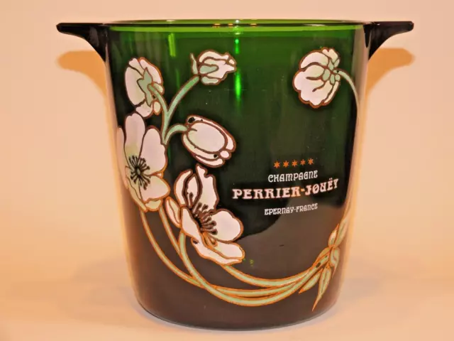 Seau à Champagne Perrier-Jouët en verre émaillé , motif art nouveau Emile Gallé