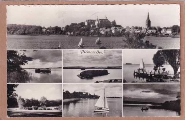 Ansichtskarte Plön am See - Mehransichten - Segelboote auf dem See - Ortsansicht
