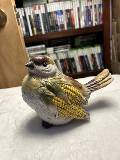 Sparrow with Corn Garden Harvest Figurine