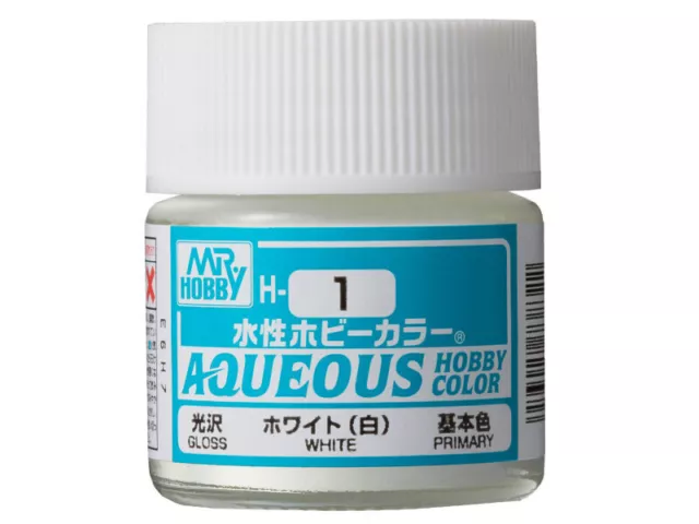 H-001 blanc brillant Mr Hobby Gunze Aqueous - pot acrylique 10 ml