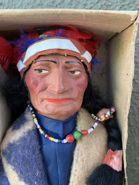 Vintage 1920's Bully Good Native American 13" Skookum Doll In Box