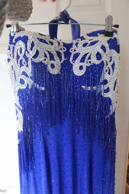 UK Royal Blue Size 10 Roller/Ice/Ballroom Lycra and Stretch Mesh