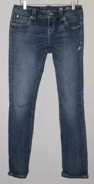 Miss Me Denim Blue Jeans Women's Size 28 Medium Wash Straight Embellished Pocket
