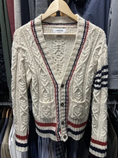 Thom Browne - Men’s Thick Wool Knit Cardigan - Size 2